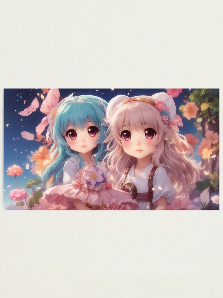 Cute Girls, Pair Of 18x Pictures Anime, Room Decor Poster