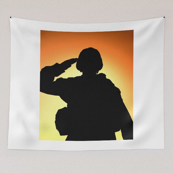 Item preview, Soldier saluting in sunset designed and sold by WartimeTShirts.