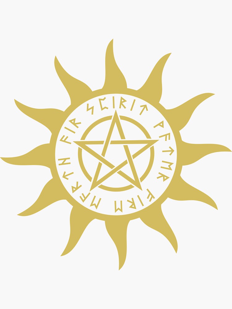 Wiccan Pentagram Golden Sun Sticker for Sale by jeallan