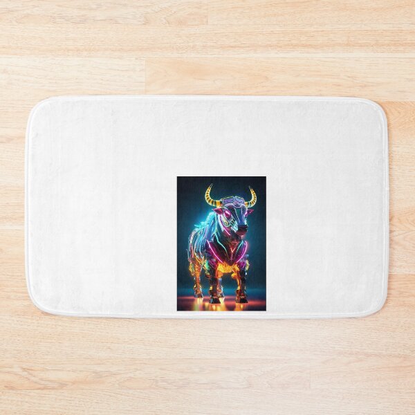 Item preview, a neon bull standing in the middle of a room designed and sold by Dark Fantasy Store.