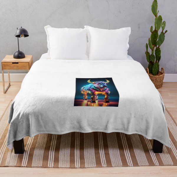 Item preview, a neon bull standing in the middle of a room designed and sold by Dark Fantasy Store.