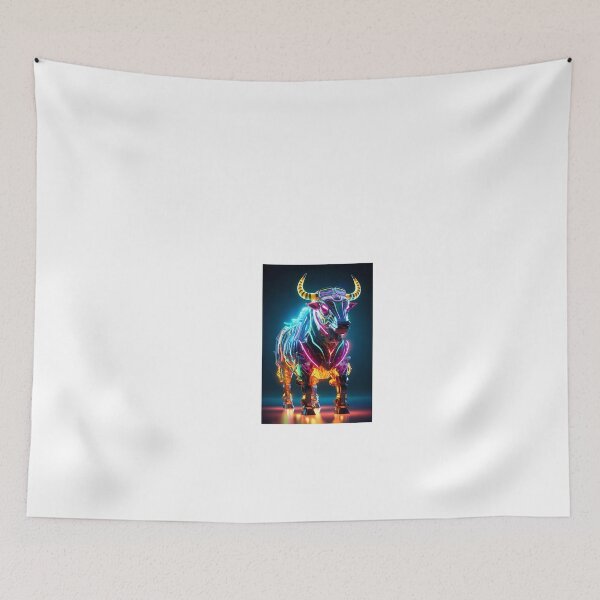 Item preview, a neon bull standing in the middle of a room designed and sold by Dark Fantasy Store.