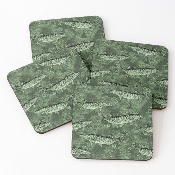 Item preview, Musky Fish Monochrome Green Camo Pattern designed and sold by Michelebuttons.