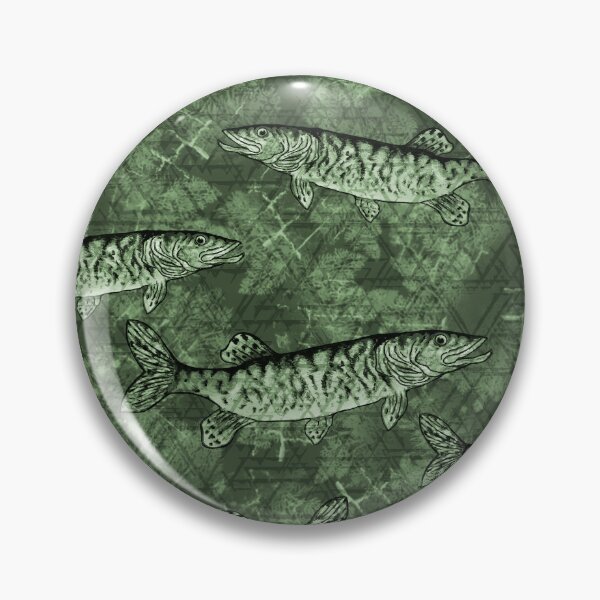 Item preview, Musky Fish Monochrome Green Camo Pattern designed and sold by Michelebuttons.
