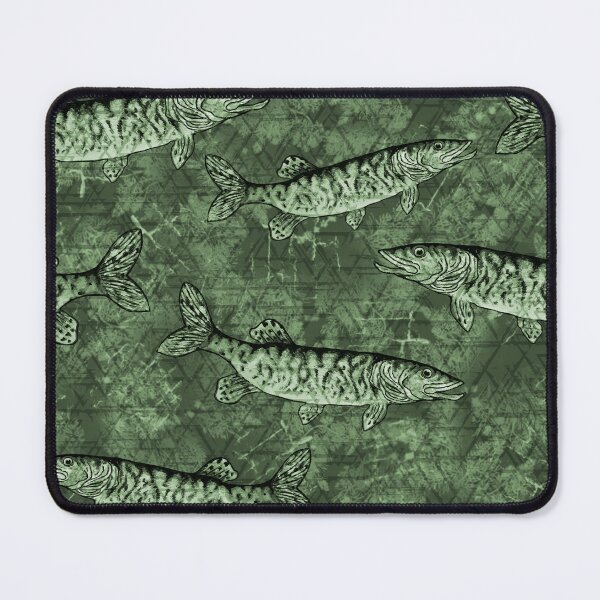 Item preview, Musky Fish Monochrome Green Camo Pattern designed and sold by Michelebuttons.
