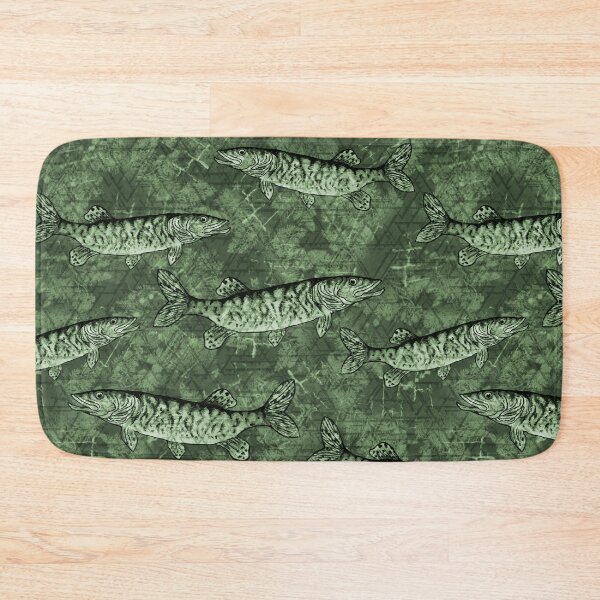 Item preview, Musky Fish Monochrome Green Camo Pattern designed and sold by Michelebuttons.