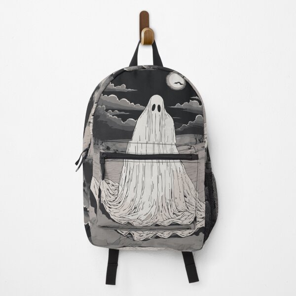 Item preview, Monochromatic ghost Halloween dark forest background designed and sold by Amélia Gaspary.