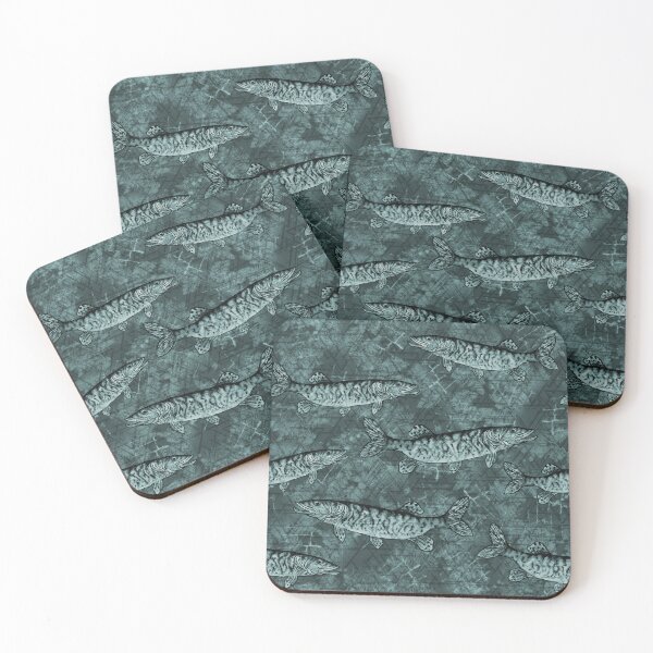 Item preview, Musky Fish Monochrome Dark Teal Camo Pattern designed and sold by Michelebuttons.