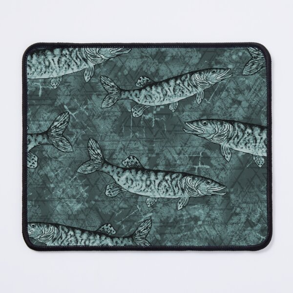 Item preview, Musky Fish Monochrome Dark Teal Camo Pattern designed and sold by Michelebuttons.