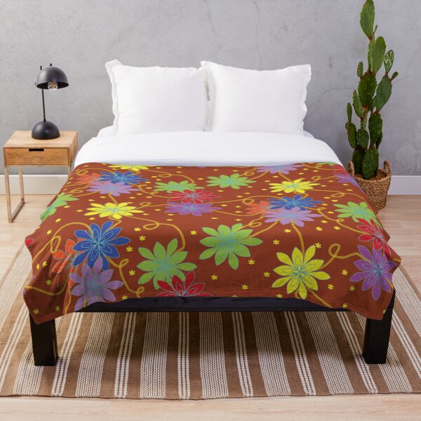 Item preview, Flowers and Swirls with Dark Orange Background - Autumn/Winter Range designed and sold by Aureusglow.
