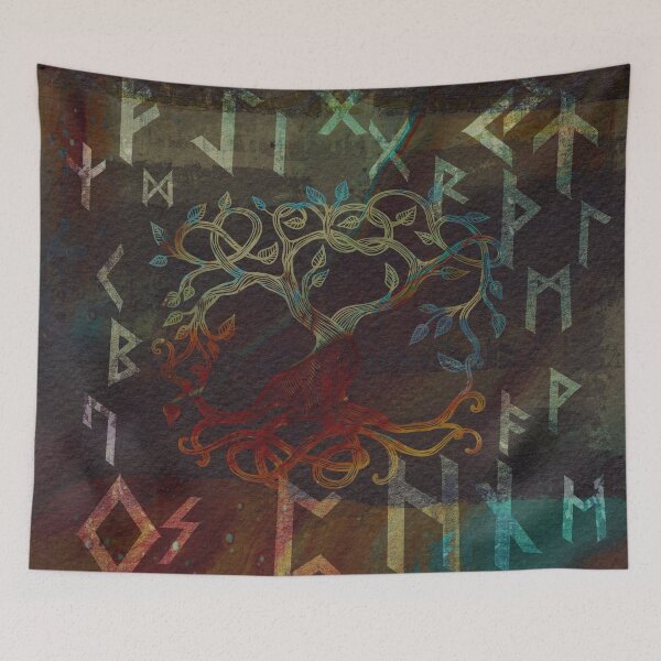 Item preview, Tree of life  -Yggdrasil - and runes designed and sold by k9printart.