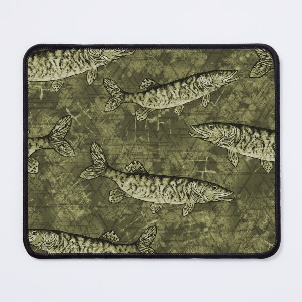 Item preview, Musky Fish Monochrome Swamp Green Camo Pattern designed and sold by Michelebuttons.