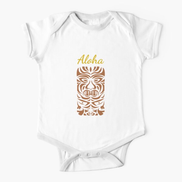 Aloha, Tiki Man - Hawaii Tiki Big Kahuna Short Sleeve Baby One-Piece