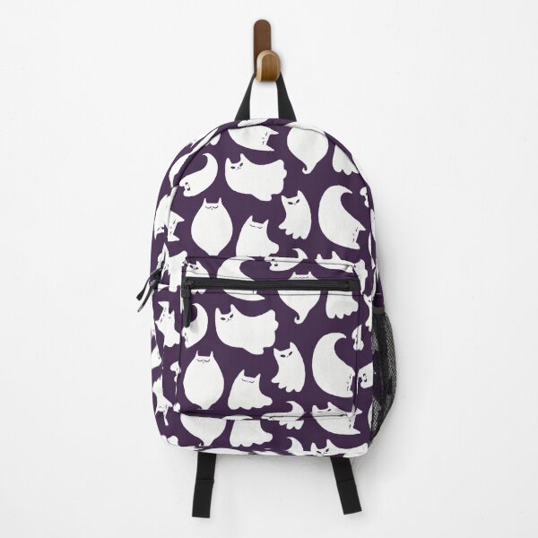 Item preview, Halloween White Ghost Cats On Purple Background Pattern designed and sold by Julia Sol.