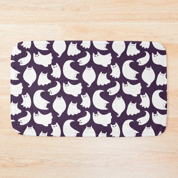 Item preview, Halloween White Ghost Cats On Purple Background Pattern designed and sold by Julia Sol.