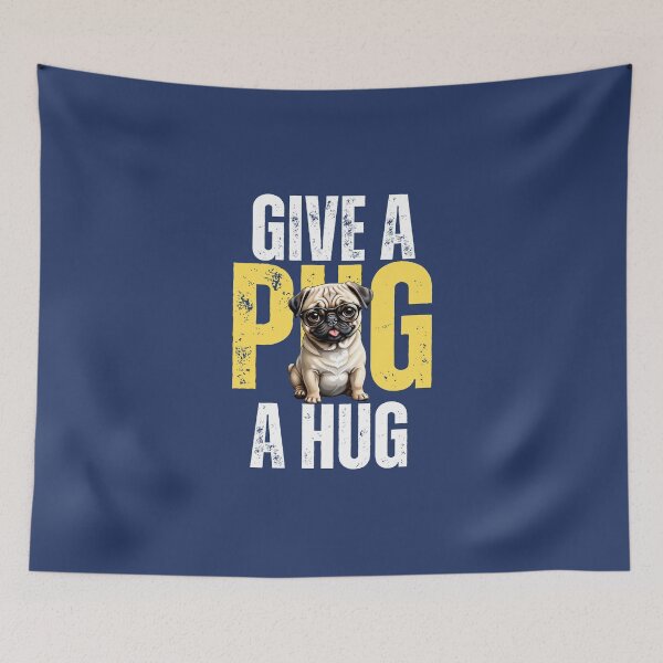Item preview, Give a PUG a HUG (in blue) designed and sold by Gilby-Designs.
