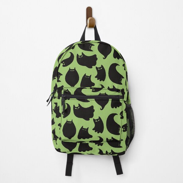 Item preview, Halloween Black Ghost Cats On Green Background Pattern designed and sold by Julia Sol.