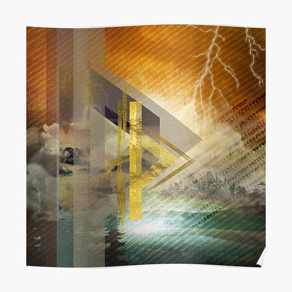 Thurisaz Rune Digital Art composition Poster