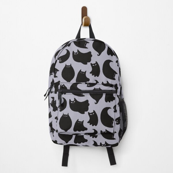 Item preview, Halloween Black Ghost Cats On Violet Grey Background Pattern designed and sold by Julia Sol.