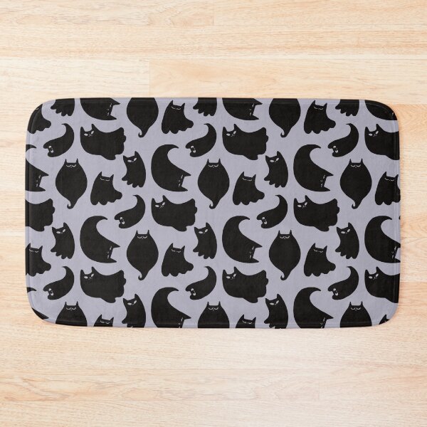 Item preview, Halloween Black Ghost Cats On Violet Grey Background Pattern designed and sold by Julia Sol.