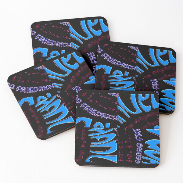 Item preview,  FUNNY GEORG FRIEDRICH HANDEL BLUE PINK MUSIC NOTES PATCHWORK CALLIGRAPHY - LIMITED EDITION designed and sold by Ralek.