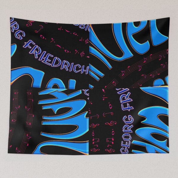 Item preview,  FUNNY GEORG FRIEDRICH HANDEL BLUE PINK MUSIC NOTES PATCHWORK CALLIGRAPHY - LIMITED EDITION designed and sold by Ralek.