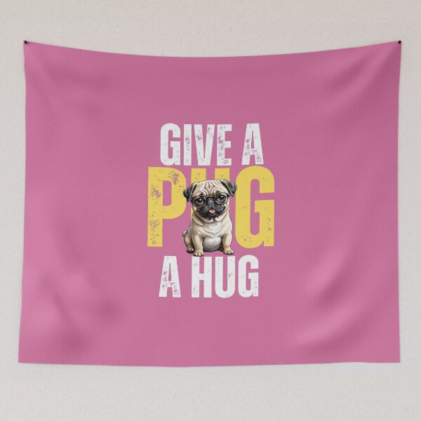 Item preview, Give a PUG a HUG (in pink) designed and sold by Gilby-Designs.