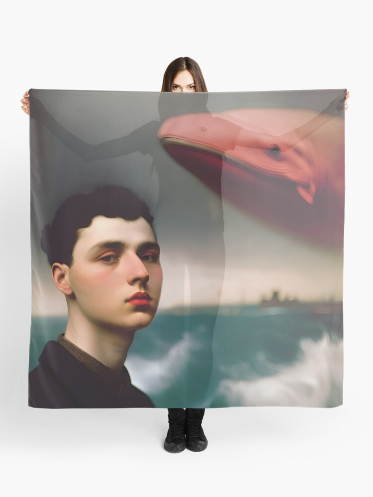Thumbnail 1 of 3, Scarf, bOY WITH rED wHALE designed and sold by CONSTNTBLVR.