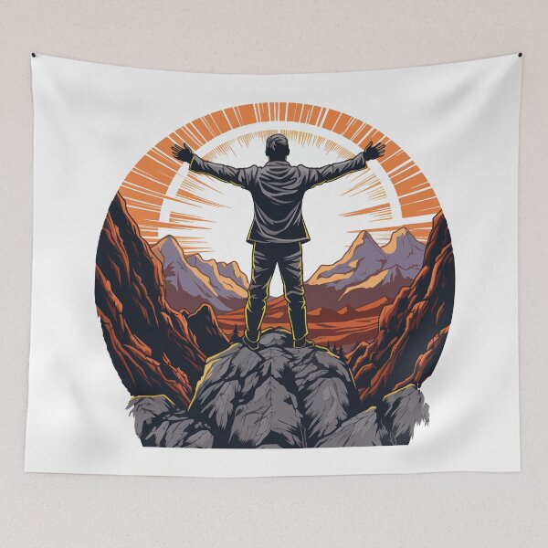 Item preview, Man Embracing Nature on Mountain Peak - AI Art T-Shirt designed and sold by AIPICCRAFT.