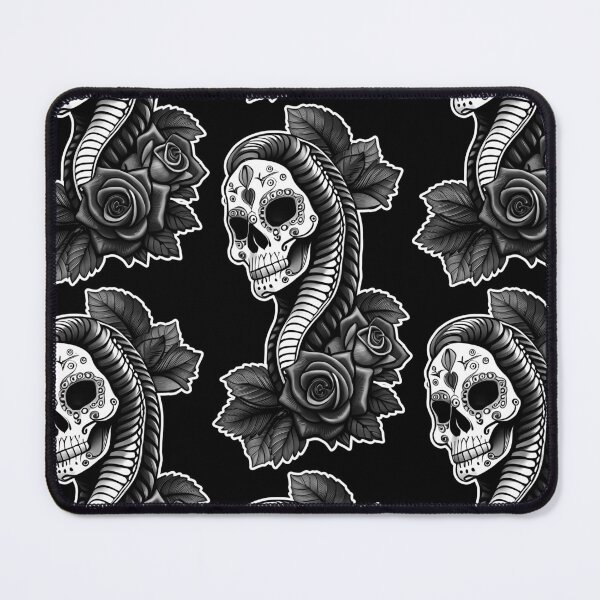 Item preview, Snake Sugar Skull and Roses - Witchy Vibes Black & White designed and sold by Skulls & Calaveras.