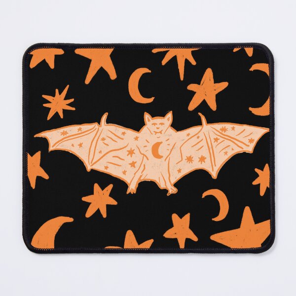 Item preview, Witchy Bat with Stars and Moons, Halloween Orange over Black designed and sold by Daydreamer Alley.