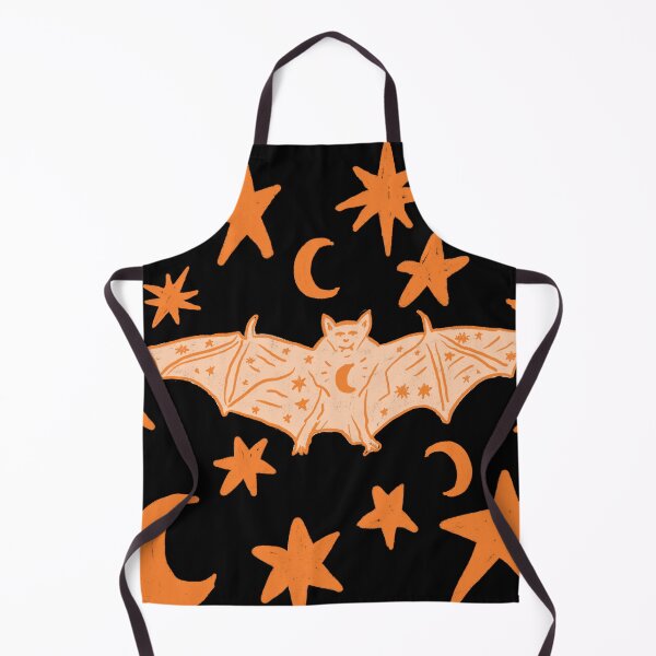Item preview, Witchy Bat with Stars and Moons, Halloween Orange over Black designed and sold by Daydreamer Alley.