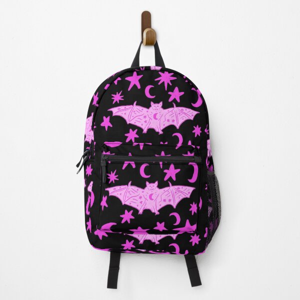 Item preview, Witchy Bat with Moons and Stars, Pink over Black designed and sold by Daydreamer Alley.