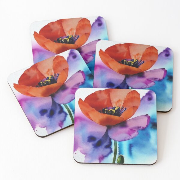 Item preview, Poppy flower watercolour ink painting  designed and sold by Heart2Heart-Art.