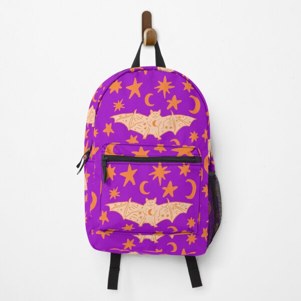 Item preview, Cute Vampire Bat with Stars and Moons, Orange over Violet Purple designed and sold by Daydreamer Alley.