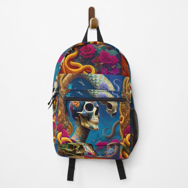 Item preview, Skull surrounded by a snake and colorful flowers in the sea designed and sold by JustStraight.