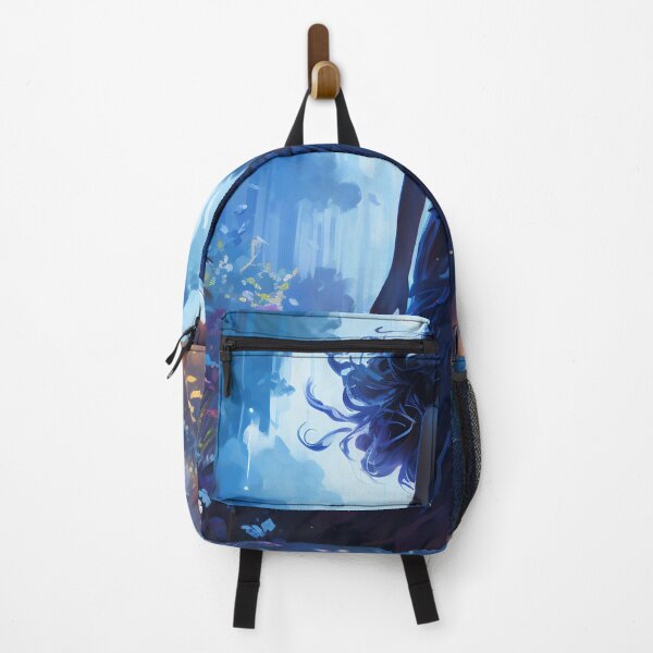 Item preview, Serene Goddess: A Blue-Clad Beauty Amidst Enchanted Blooms and Tranquil Waters designed and sold by oanaunciuleanu.