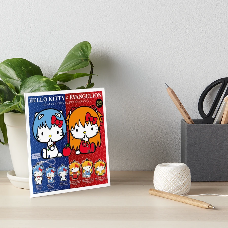 Hello Kitty Sanrio Neon Genesis Evangelion Collab Poster & Sticker