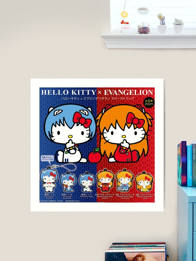 Hello Kitty Sanrio Neon Genesis Evangelion Collab Poster & Sticker
