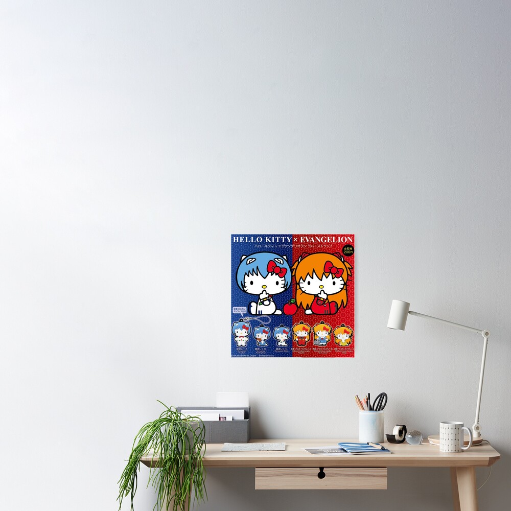 Hello Kitty Sanrio Neon Genesis Evangelion Collab Poster & Sticker