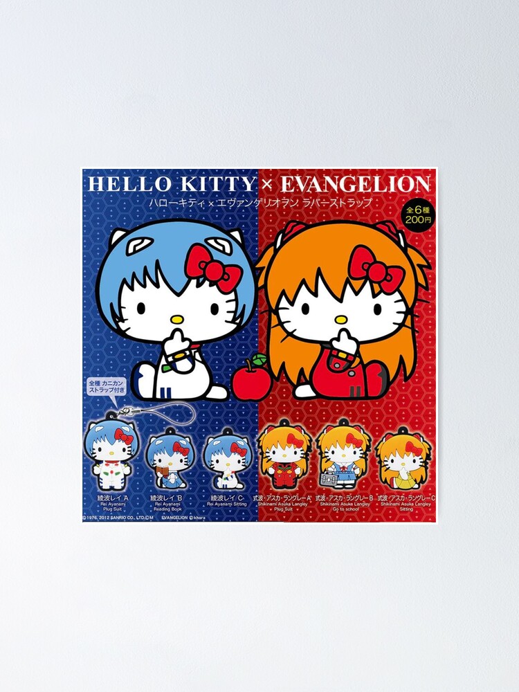 Hello Kitty Sanrio Neon Genesis Evangelion Collab Poster & Sticker