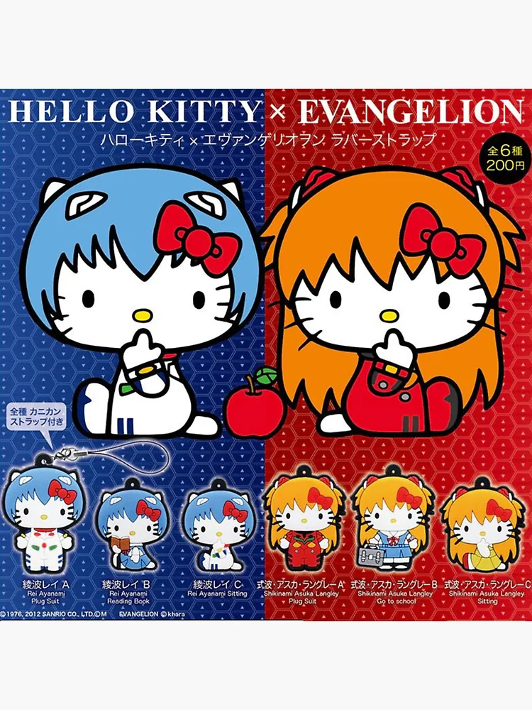 Hello Kitty Sanrio Neon Genesis Evangelion Collab Poster & Sticker