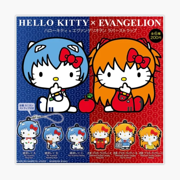 Hello Kitty Sanrio Neon Genesis Evangelion Collab Poster & Sticker