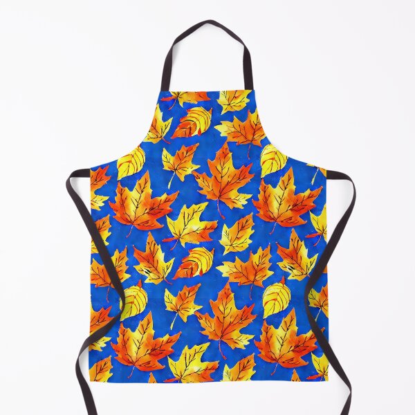 Item preview, Autumn Leaves Pattern on Royal Blue Background Autumnal Season Brilliance in Orange and Yellow designed and sold by MimsTees.