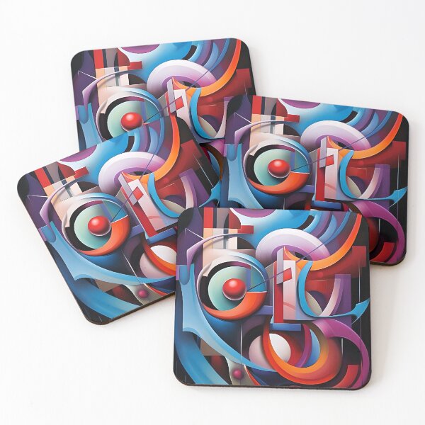 Item preview, Dual Sphere Burst: Colorful abstraction with red spheres designed and sold by ArrangedDesigns.
