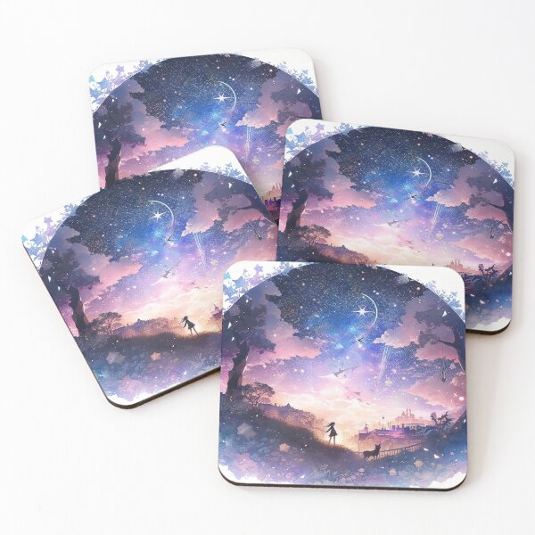 Item preview, "Celestial Metropolis: Cosmic Landscape with Whimsical Anime Girl" designed and sold by WhiteWolfe0127.