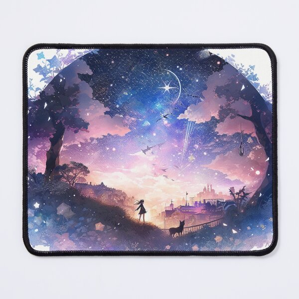 Item preview, "Celestial Metropolis: Cosmic Landscape with Whimsical Anime Girl" designed and sold by WhiteWolfe0127.