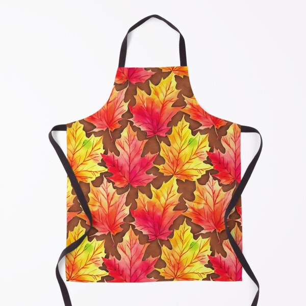 Item preview, Watercolor Autumn Leaves Pattern in Orange, Red and Yellow on Earthy Brown Background designed and sold by MimsTees.