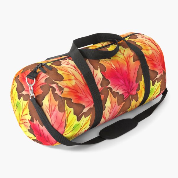Item preview, Watercolor Autumn Leaves Pattern in Orange, Red and Yellow on Earthy Brown Background designed and sold by MimsTees.