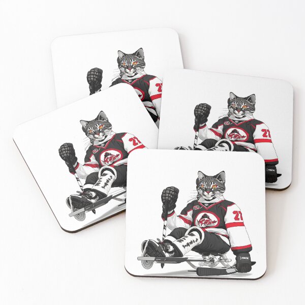 Item preview, Cat Sled Hockey Red and Black designed and sold by catsplaysports.